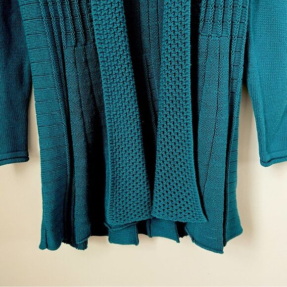 Notations Teal Long Sleeve Midweight Swingy Knit Cardigan Sweater - Picture 5 of 15